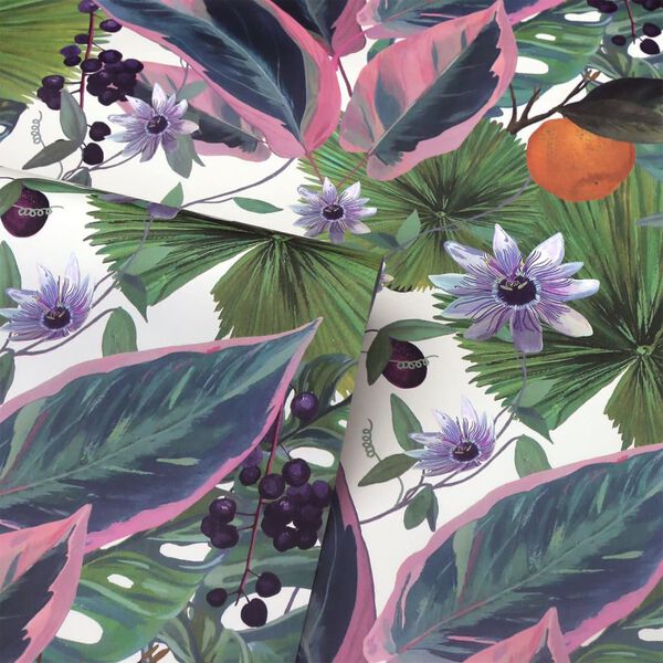 DUTCH WALLCOVERINGS Papier peint Passion Flower Blanc et vert
