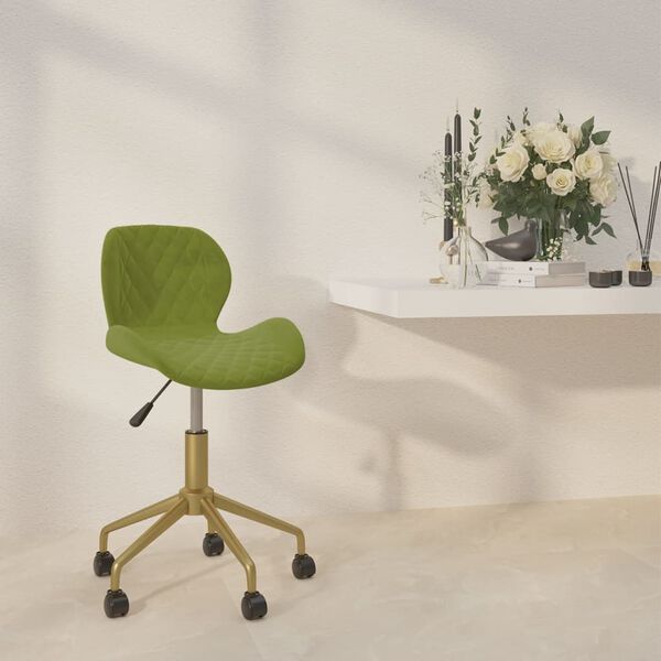 vidaXL Chaise pivotante de salle &agrave; manger Vert clair Velours