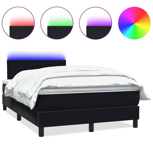vidaXL Sommier &agrave; lattes de lit avec matelas et LED noir 120x210 cm velours