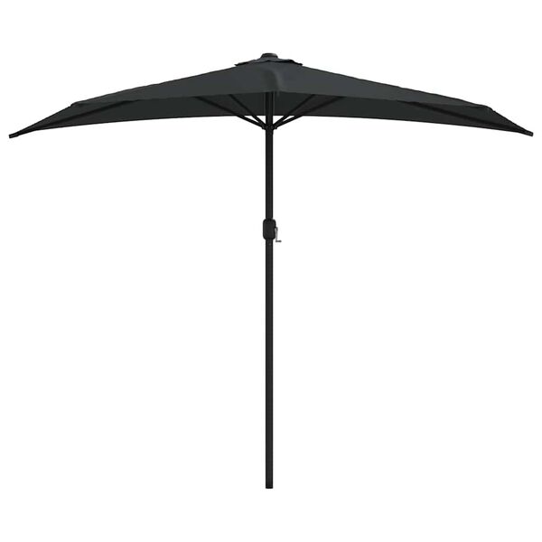 vidaXL Parasol de balcon avec m&acirc;t en aluminium Noir 270x144x222cm Demi