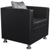 vidaXL Fauteuil cube en similicuir noir