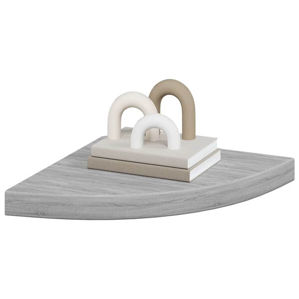 vidaXL &Eacute;tag&egrave;re d'angle murale Gris b&eacute;ton 35x35x3,8 cm MDF