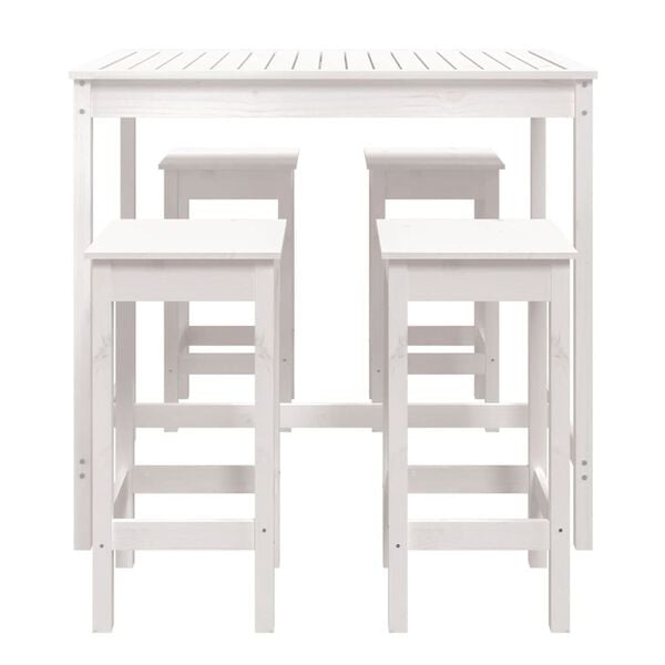 vidaXL Ensemble de bar de jardin 5 pcs blanc bois massif de pin