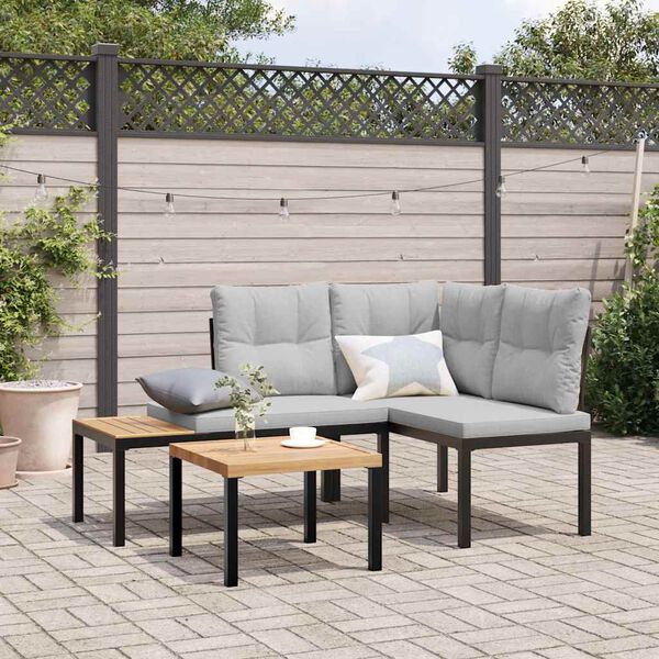 vidaXL Bancs de jardin avec coussins lot de 2 acier enduit de poudre