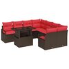 vidaXL Ensemble de canap&eacute; de jardin 9 pc Marron Poly rotin