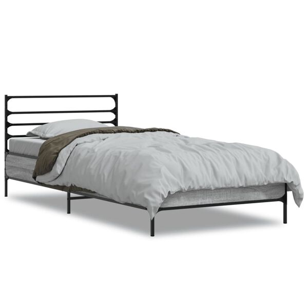 vidaXL Cadre de lit sans matelas sonoma gris 100x200 cm