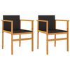 vidaXL Chaises de jardin lot de 2 noir r&eacute;sine tress&eacute;e et bois massif