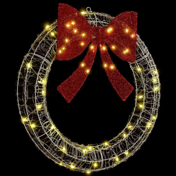 vidaXL Couronne avec 60 LED Blanc chaud 75 cm Acrylique