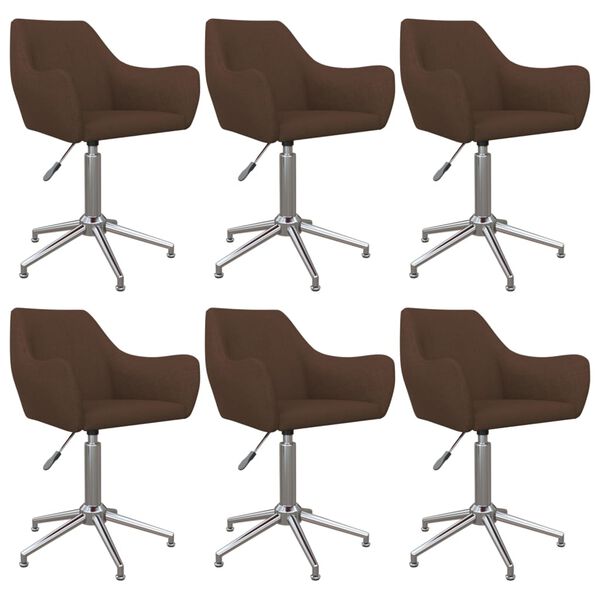 vidaXL Chaises pivotantes à manger lot de 6 marron tissu