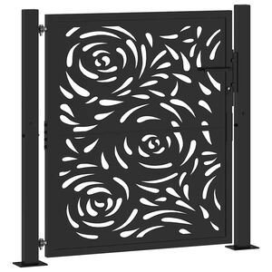 vidaXL Portail de jardin noir 100x100 cm en acier avec motif flamme