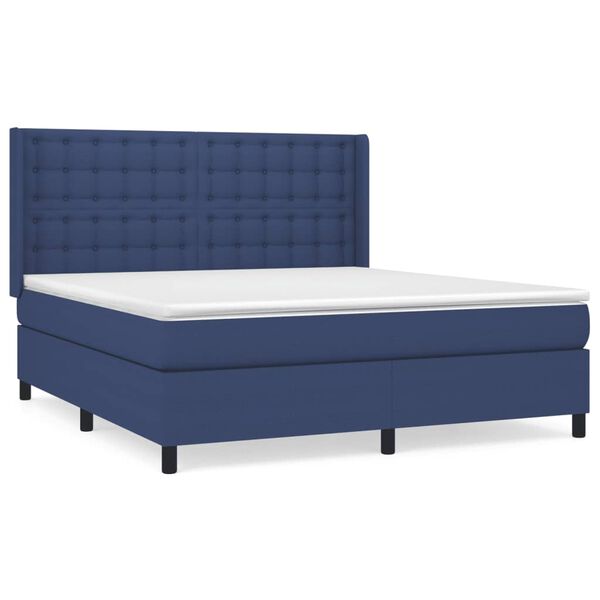 vidaXL Sommier &agrave; lattes de lit avec matelas Bleu 160x200 cm Tissu