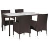 vidaXL Ensemble &agrave; manger d'ext&eacute;rieur 5pcs avec coussins R&eacute;sine tress&eacute;e