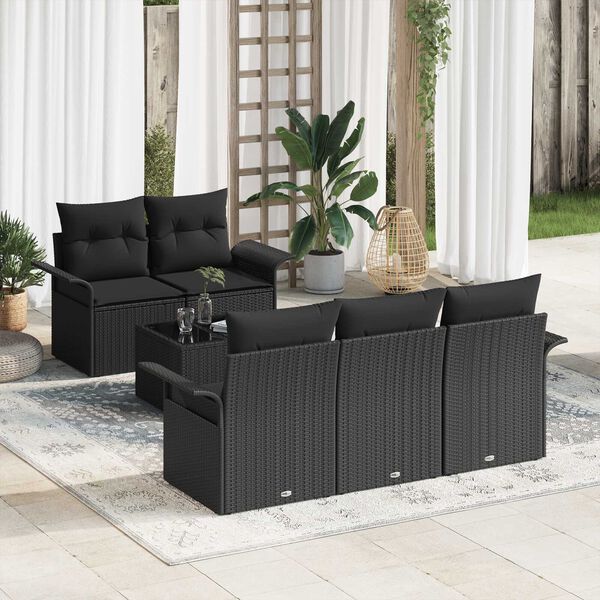vidaXL Ensemble de canapé de jardin avec coussin 6 pcs Noir