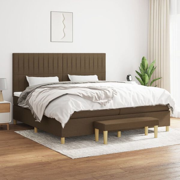 vidaXL Sommier &agrave; lattes de lit avec matelas Marron fonc&eacute; 200x200 cm