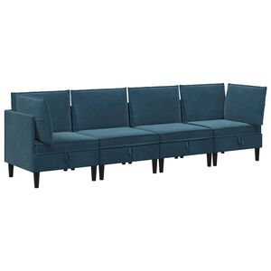 vidaXL Ensemble de meubles pour le salon 4 pcs Bleu Velours