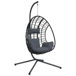 vidaXL Chaise suspendue &oelig;uf support anthracite rotin et acier