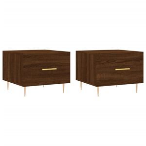 vidaXL Tables basses 2 pcs ch&ecirc;ne marron 50x50x40 cm bois d'ing&eacute;nierie