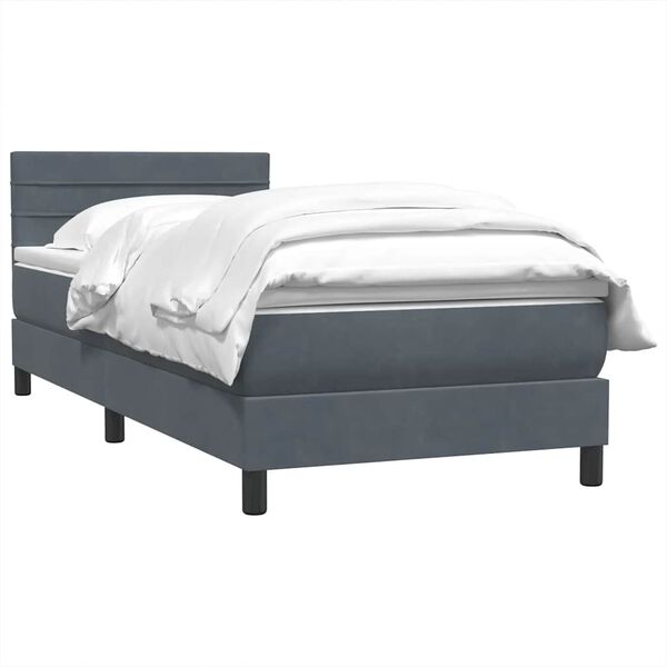 vidaXL Sommier &agrave; lattes de lit et matelas gris fonc&eacute; 80x220 cm velours