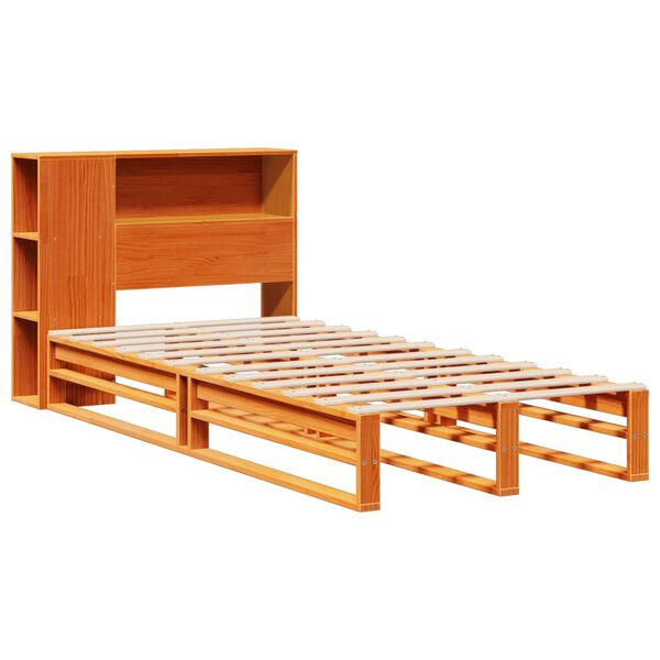 vidaXL Lit biblioth&egrave;que sans matelas cire marron 75x190 cm bois massif