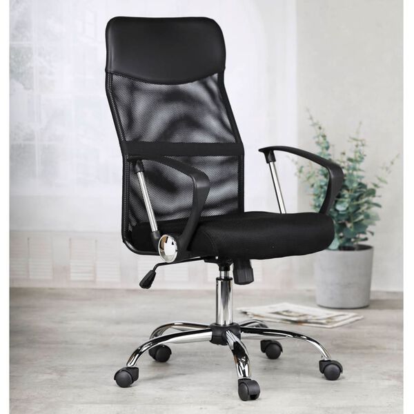 HI Chaise de bureau Noir Acier