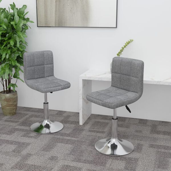 vidaXL Chaises pivotantes &agrave; manger lot de 2 gris clair tissu
