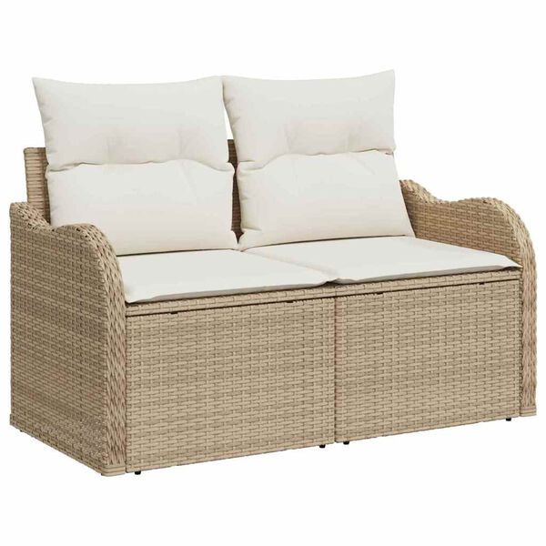 vidaXL Ensemble de canap&eacute; de jardin avec coussin 6 pcs Beige Polyrotin