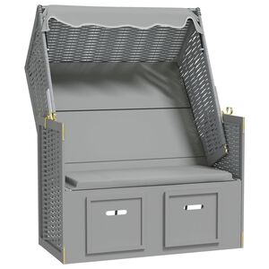 vidaXL Strandkorb avec auvent R&eacute;sine tress&eacute;e et bois solide Gris