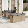 vidaXL Salon de jardin avec coussins 7 pcs beige r&eacute;sine tress&eacute;e