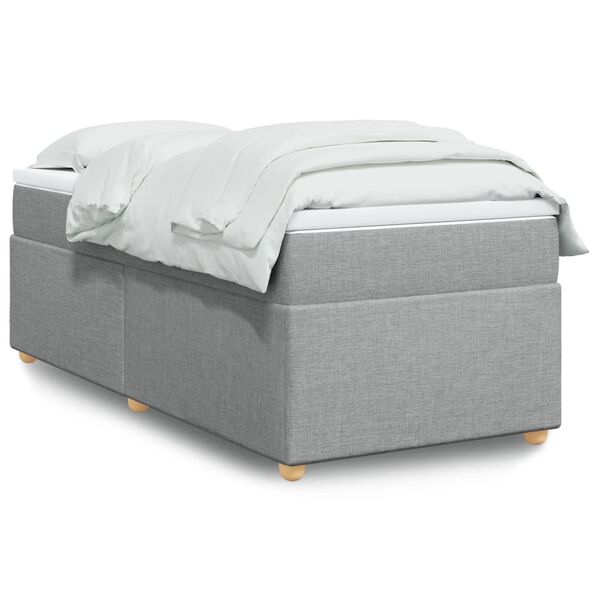 vidaXL Sommier &agrave; lattes de lit et matelas Gris clair 90x190 cm Tissu