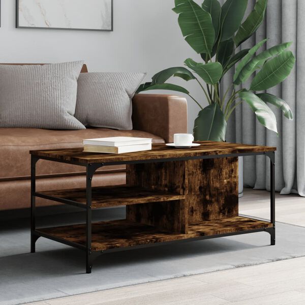 vidaXL Table basse Ch&ecirc;ne fum&eacute; 100x50x45 cm Bois d'ing&eacute;nierie
