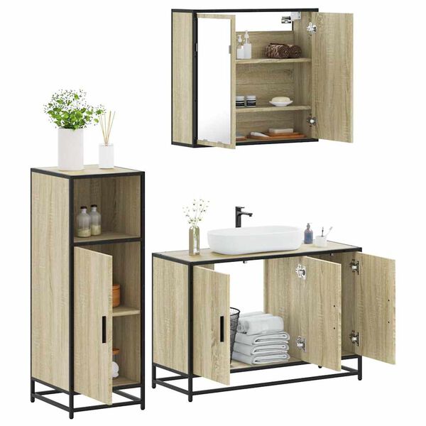 vidaXL Ensemble de meubles de salle de bain 3 pcs ch&ecirc;ne sonoma