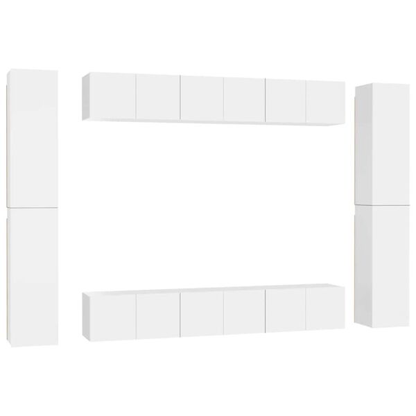 vidaXL Ensemble de meubles TV 10 pcs Blanc Bois d'ing&eacute;nierie