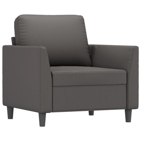 vidaXL Fauteuil avec repose-pied Gris 60 cm Similicuir