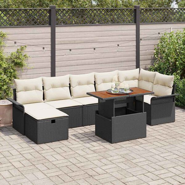 vidaXL Ensemble de canapé de jardin 8 pcs Noir polyrotin