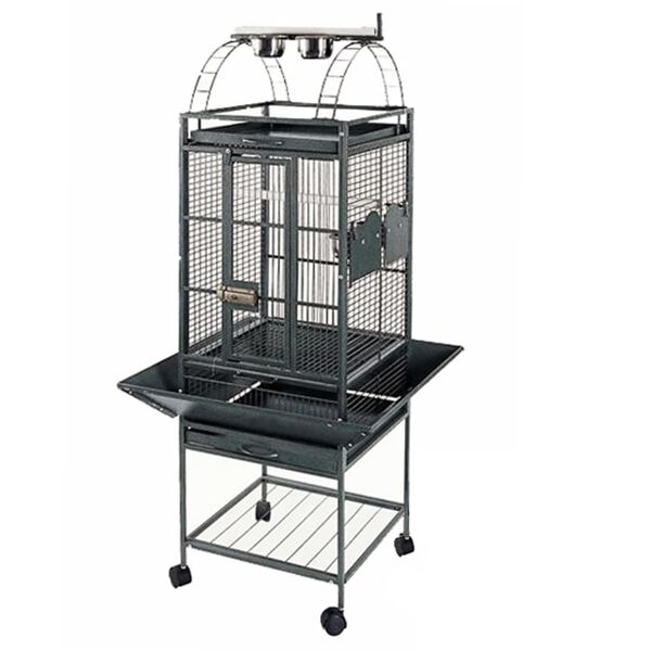 Strong Cage pour perroquet Villa Helios Gris m&eacute;tallis&eacute; 46x46x149 cm