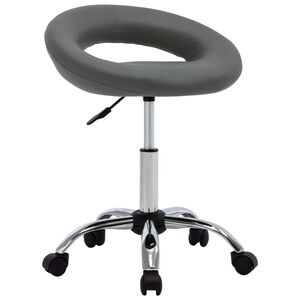 vidaXL Chaise de travail roulante Gris Similicuir