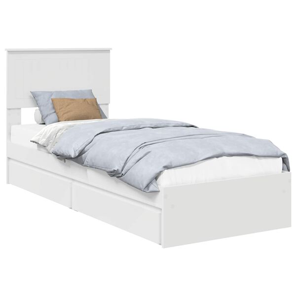 vidaXL Lit de Rangement Blanc 75 x 190 cm Bois d'ing&eacute;nierie