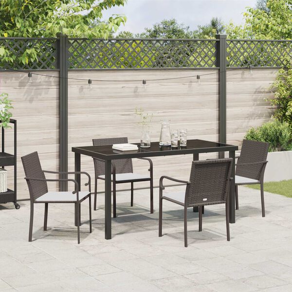vidaXL Ensemble de salle à manger pour jardin 5 pcs Marron et Noir