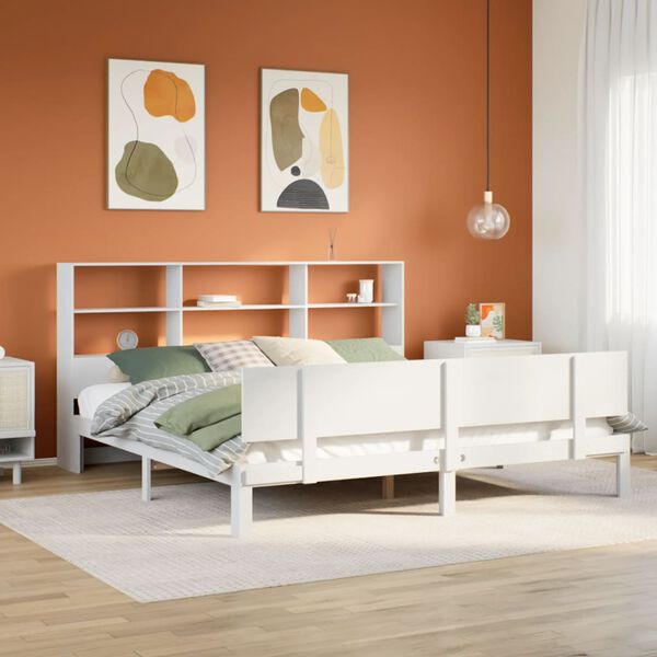 vidaXL Lit bibliothèque sans matelas blanc 180x200 cm bois pin massif