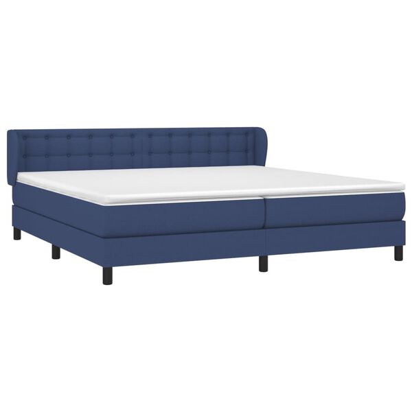 vidaXL Sommier &agrave; lattes de lit avec matelas Bleu 200x200 cm Tissu