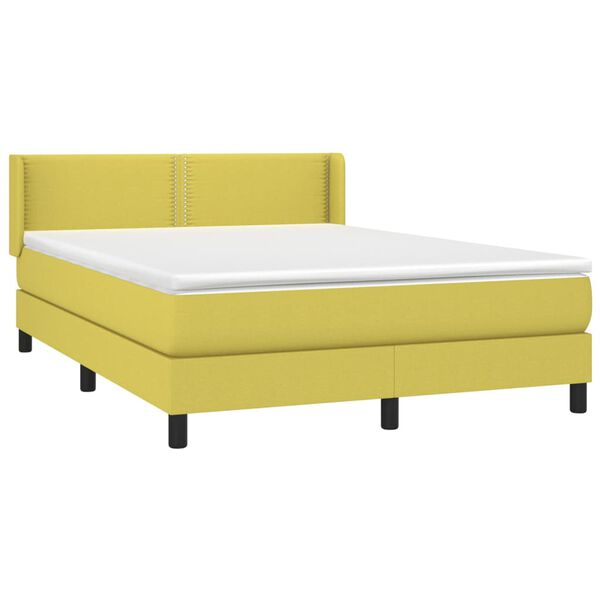 vidaXL Sommier &agrave; lattes de lit avec matelas Vert 140x200 cm Tissu