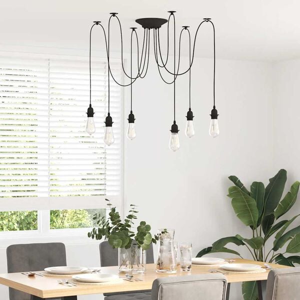 VidaXL Lampe suspendue avec 6 porte-lampes E27 noir métal
