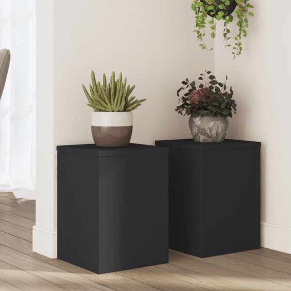 vidaXL Supports pour plantes 2 pcs noir 25x25x35 cm bois d'ingénierie