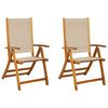 vidaXL Chaises pliables de jardin lot de 2 bois d'acacia et textil&egrave;ne