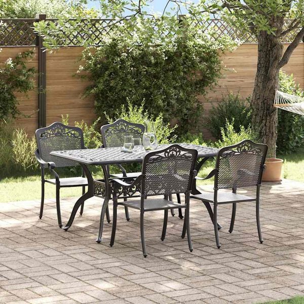vidaXL Ensemble de salle &agrave; manger pour jardin 5 pcs Noir Aluminium