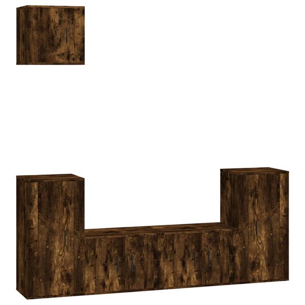 vidaXL Ensemble de meubles TV 5 pcs Ch&ecirc;ne fum&eacute; Bois d'ing&eacute;nierie