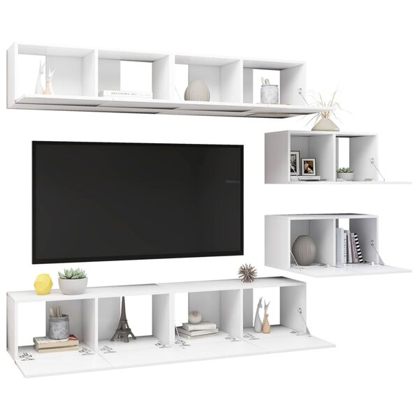 vidaXL Ensemble de meubles TV 6 pcs Blanc Bois d'ing&eacute;nierie