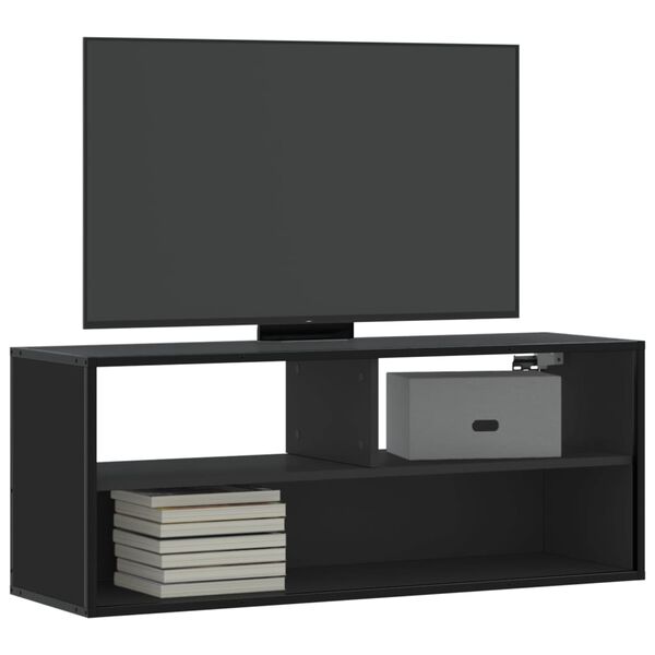 vidaXL Meuble TV noir 100x31x39,5 cm bois d'ing&eacute;nierie et m&eacute;tal