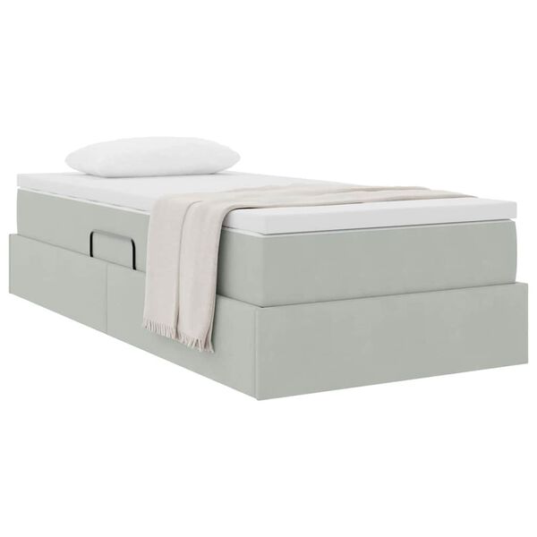 vidaXL Lit avec rangement et matelas Gris clair 90 x 200 cm Velours