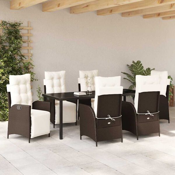 vidaXL Ensemble de salle &agrave; manger pour jardin 7 pcs Marron polyrotin
